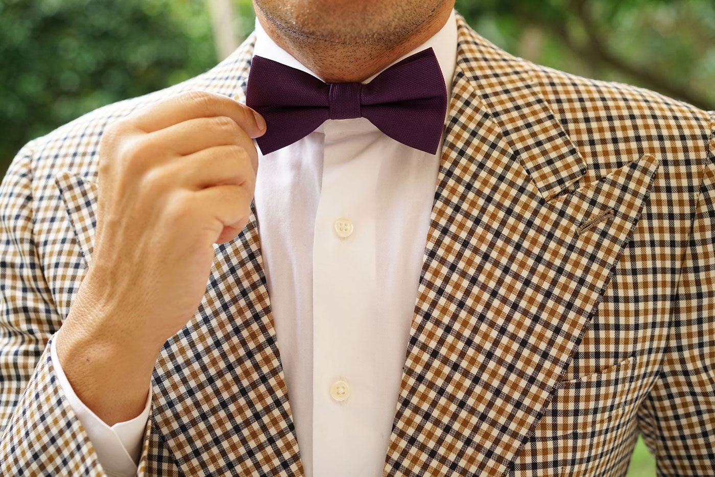 Plum Purple Weave Bow Tie | Eggplant Wedding Bowties AU | OTAA