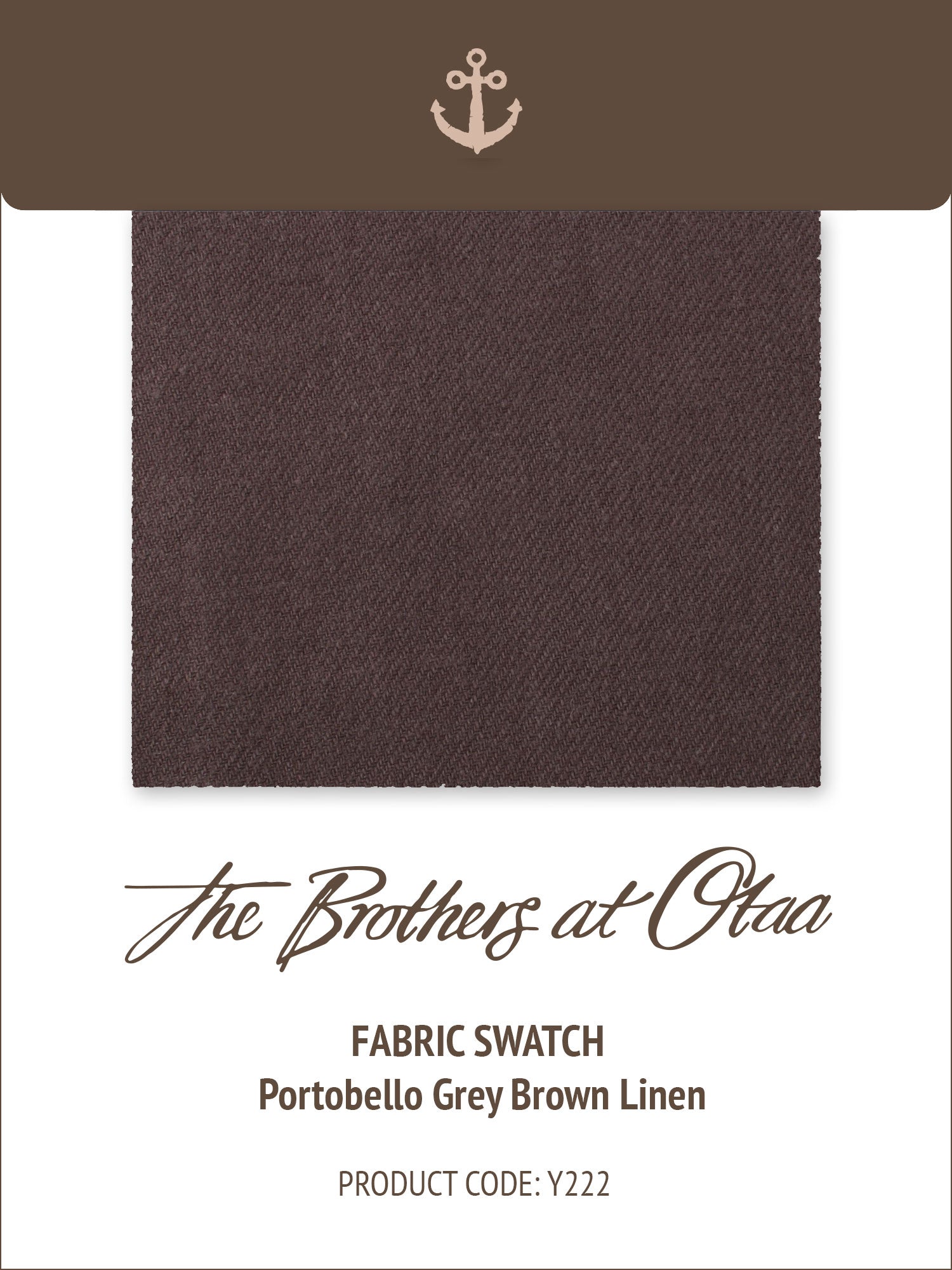 Portobello Grey Brown Linen Y222 Fabric Swatch