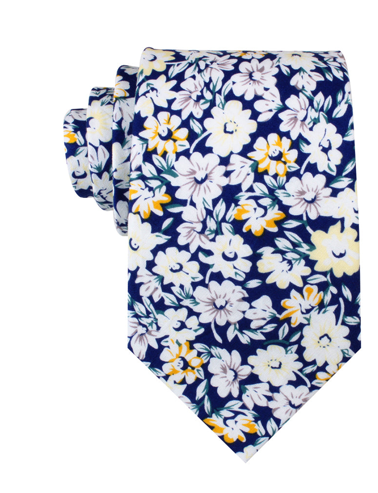 Puerto Rico White Flower Necktie | Blue Floral Ties for Men Australia ...
