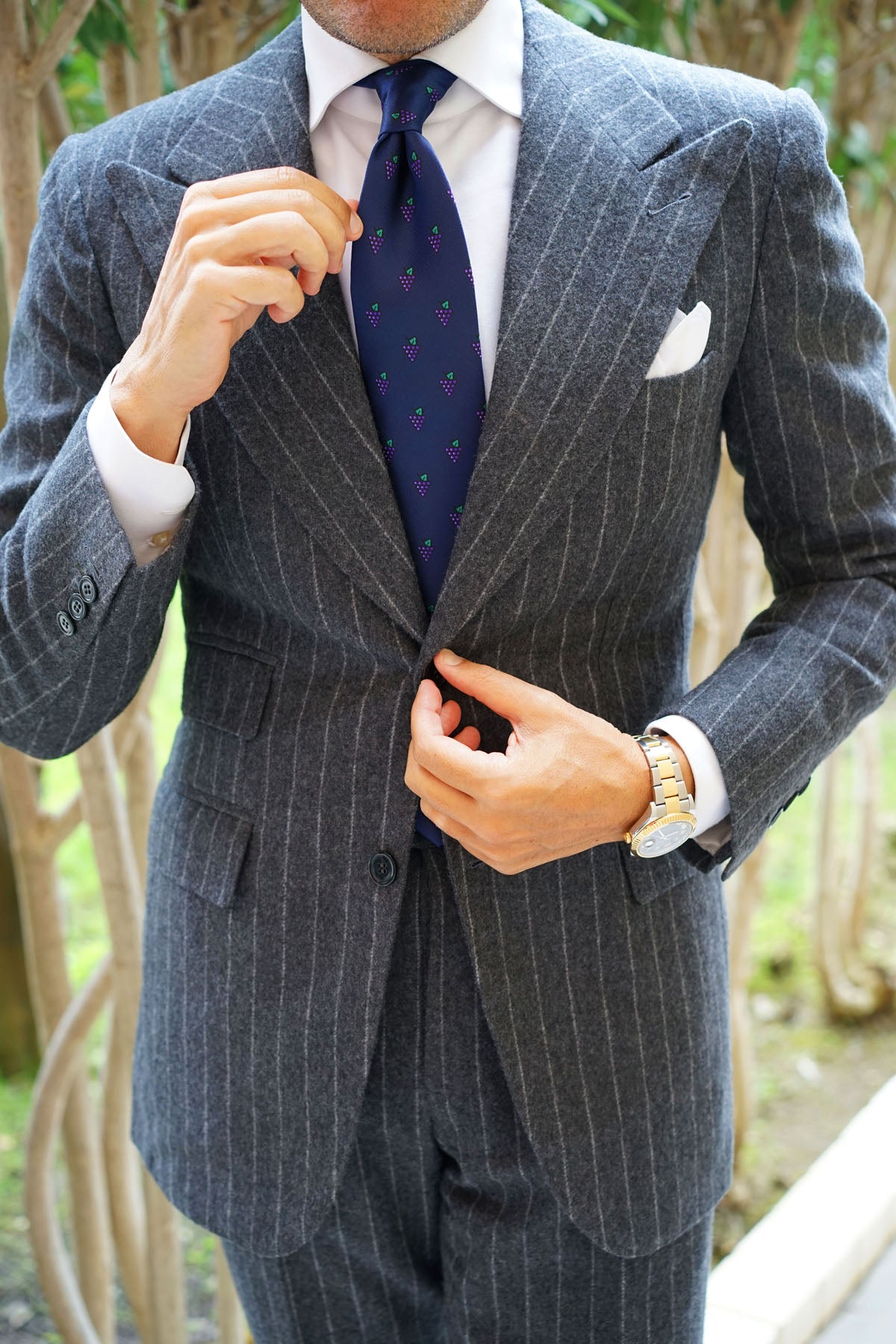 Purple Grapes Necktie | Fruit Pattern Tie | Best Casual Ties for Men | OTAA