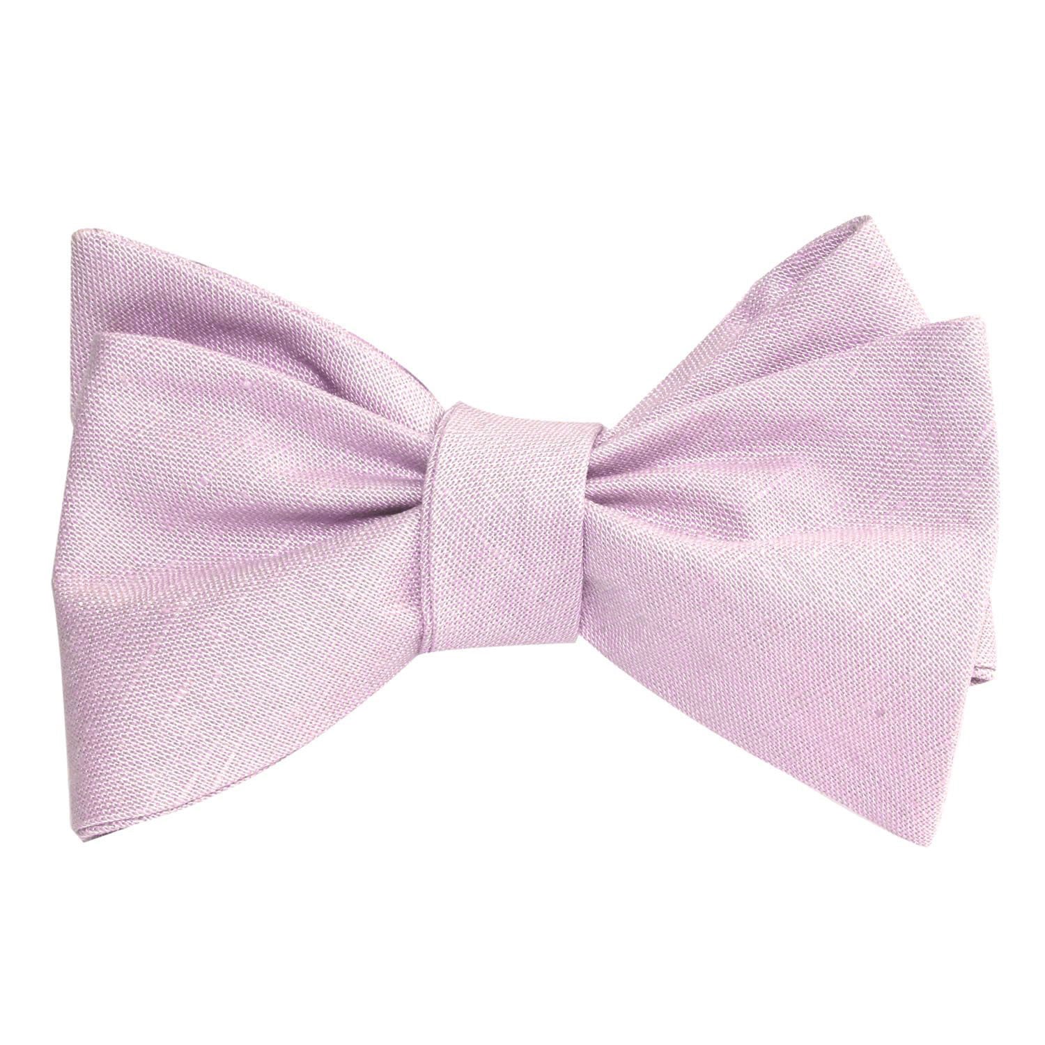 Purple Lilac Lavender Slub Linen Self Tie Bow Tie