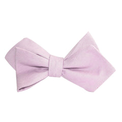 Purple Lilac Lavender Slub Linen Self Tie Diamond Tip Bow Tie