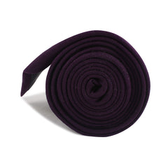 Purple Plum Slub Linen Necktie Side Roll