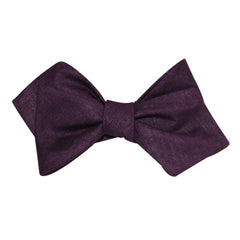 Purple Plum Slub Linen Self Tie Diamond Tip Bow Tie 2