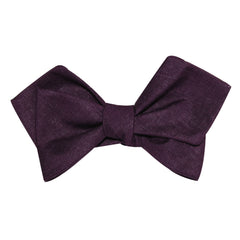 Purple Plum Slub Linen Self Tie Diamond Tip Bow Tie 1