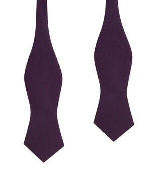 Purple Plum Slub Linen Self Tie Diamond Tip Bow Tie