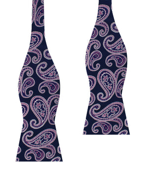 Qajar Dynasty Purple Paisley Self Bow Tie