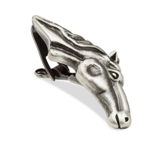 Racehorse Head Antique Silver Tie Bar