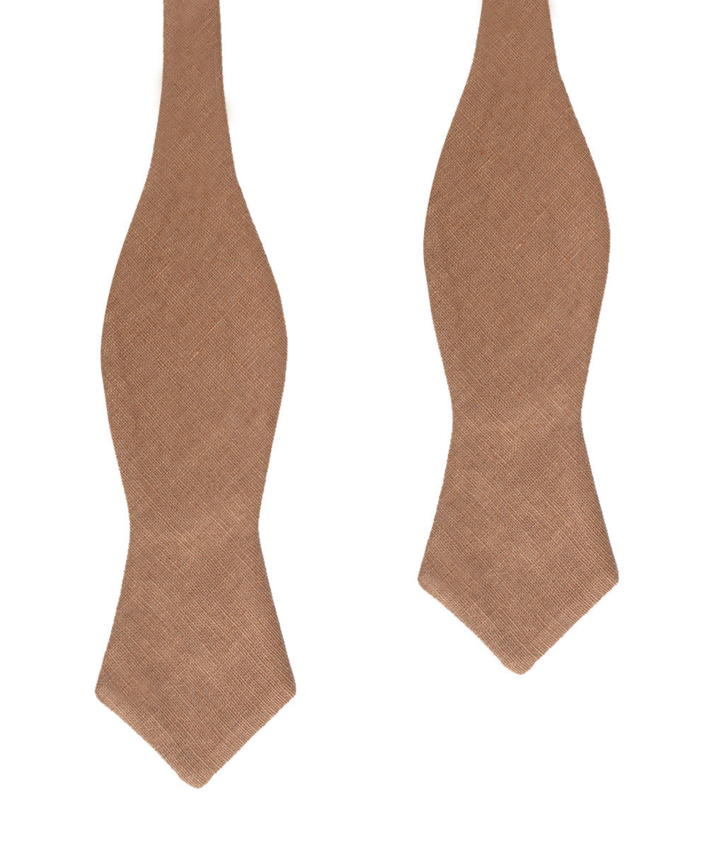 Raw Chocolate Linen Diamond Self Bow Tie