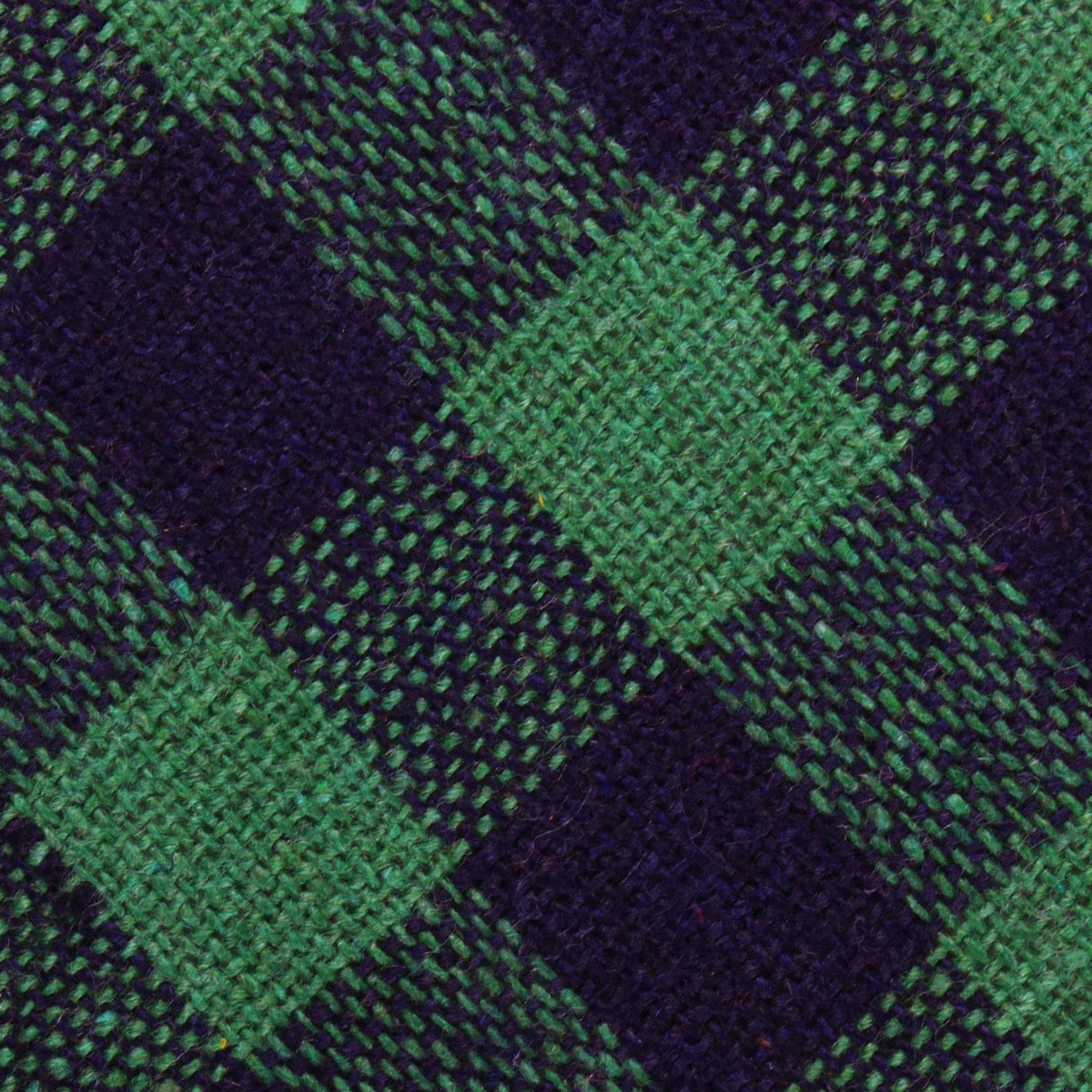 Raw Green Gingham Linen Fabric Skinny Tie