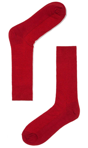 Red Textured Cotton-Blend Socks