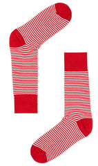 Red & White Thin Pinstripes Cotton-Blend Socks