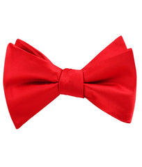Red Cherry Satin Self Tied Bow Tie