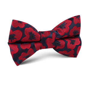 Red Poppy Floral Kids Bow Tie