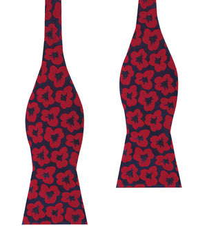 Red Poppy Floral Self Bow Tie