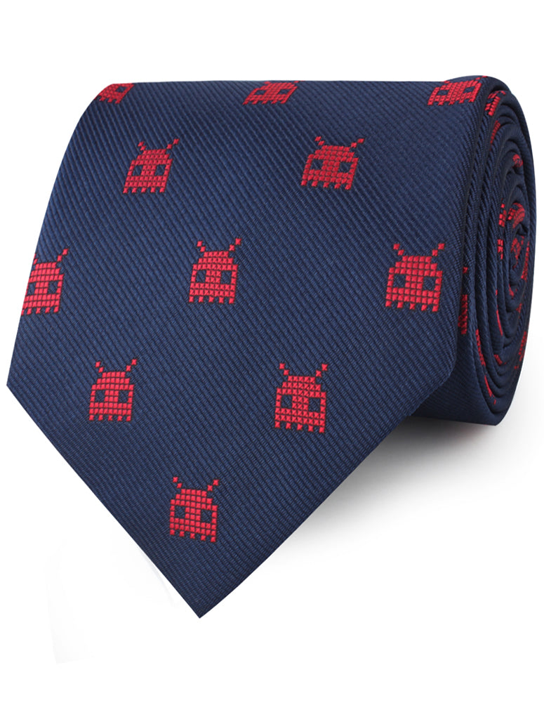 Red Pixel Monster Neckties