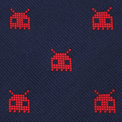 Red Pixel Monster Skinny Tie Fabric