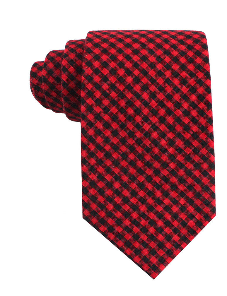 Red Belfast Gingham Tie | Buffalo Plaid Ties | Men's Christmas Necktie ...