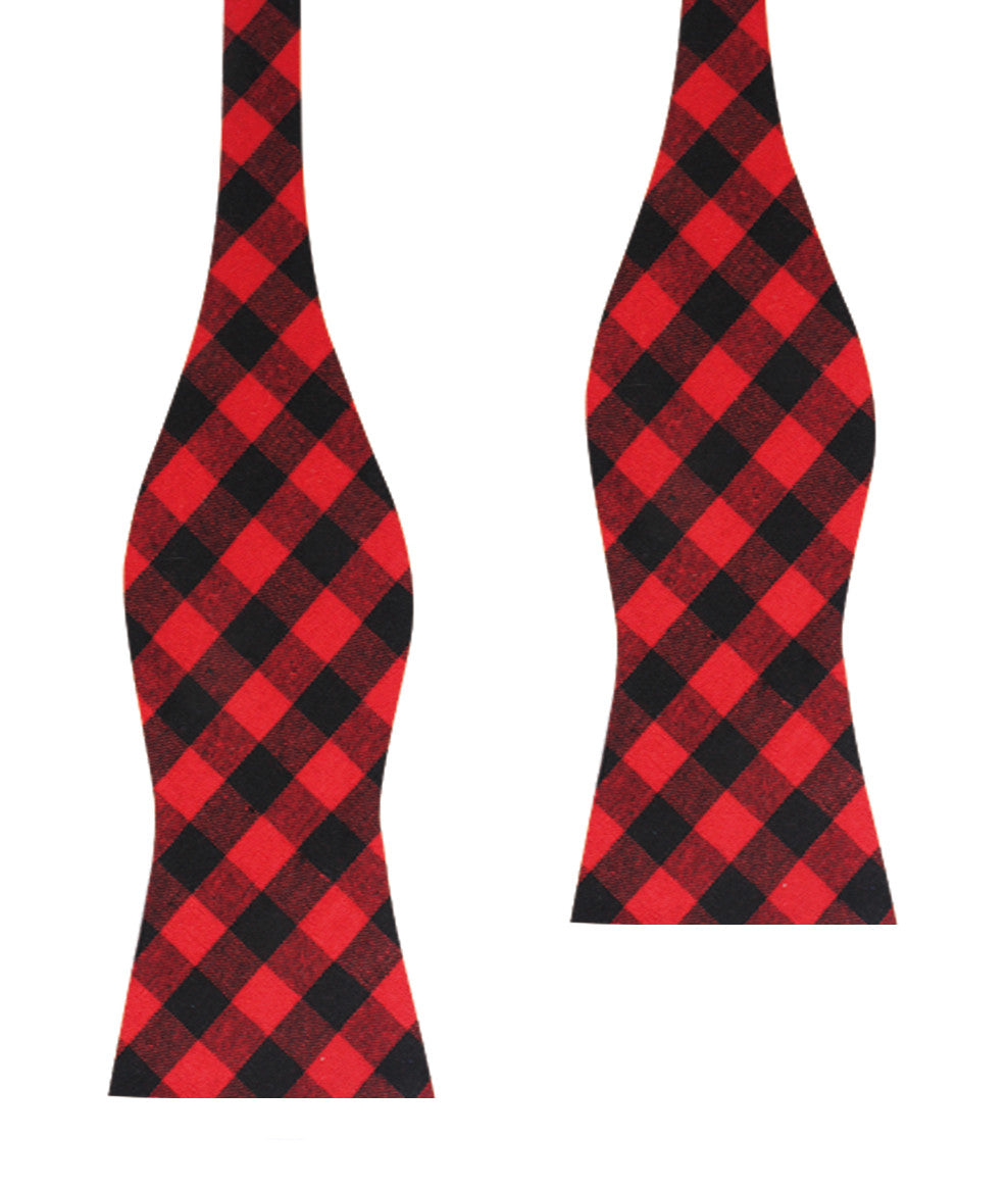 Red & Black Gingham Self Bow Tie
