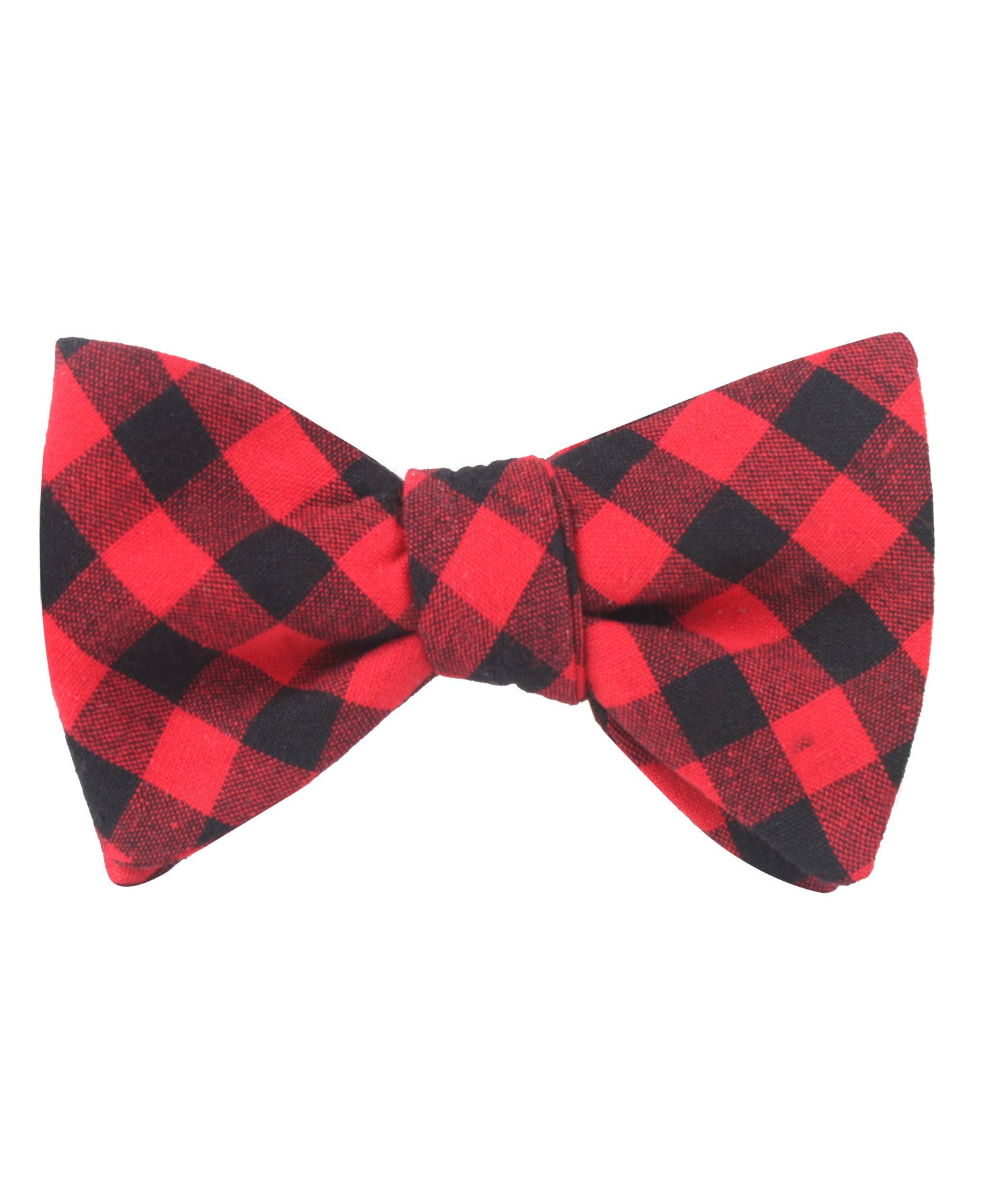 Red & Black Gingham Self Tied Bowtie