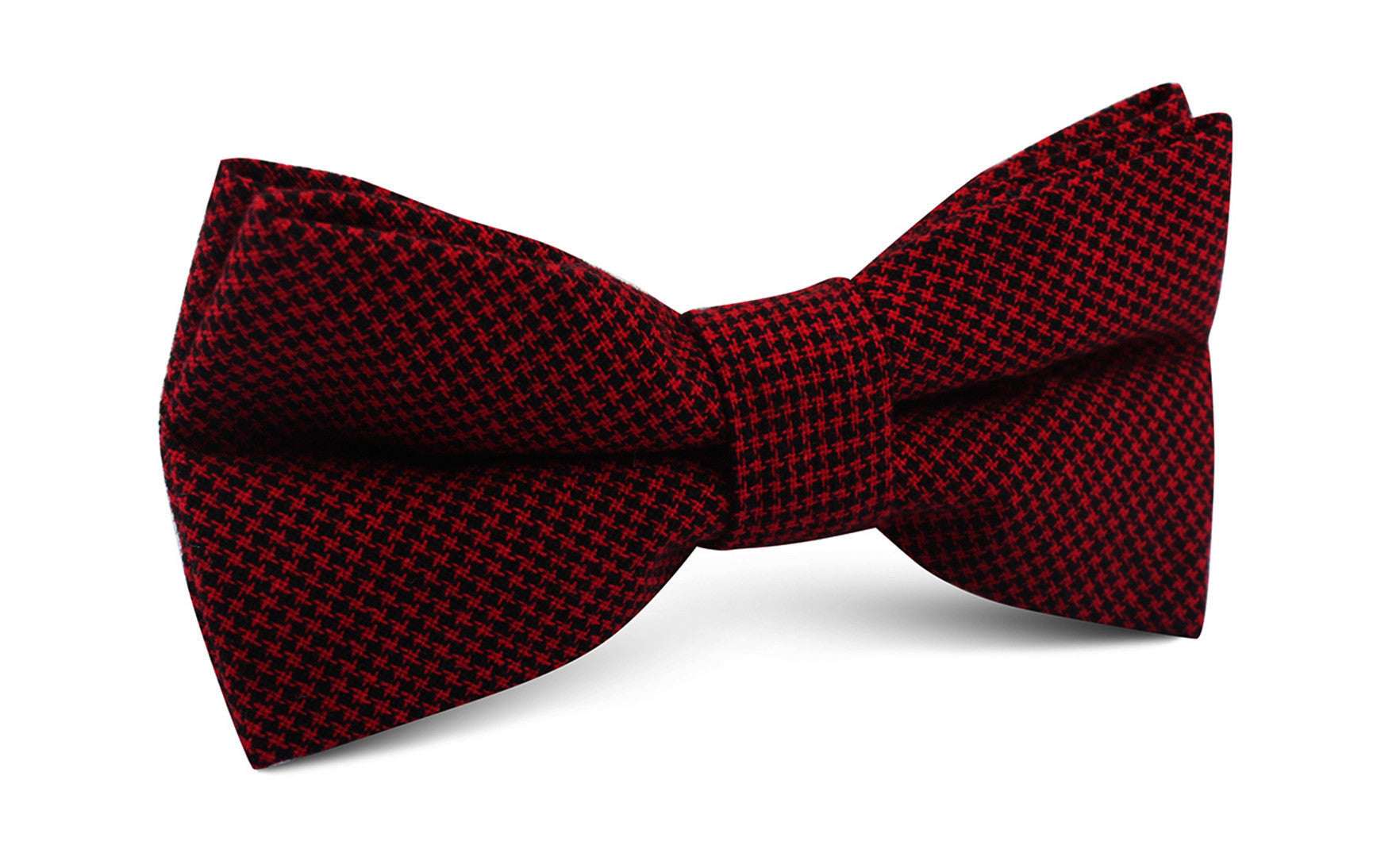 Red & Black Houndstooth Cotton Bow Tie