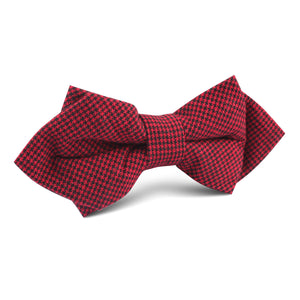Red & Black Houndstooth Cotton Diamond Bow Tie