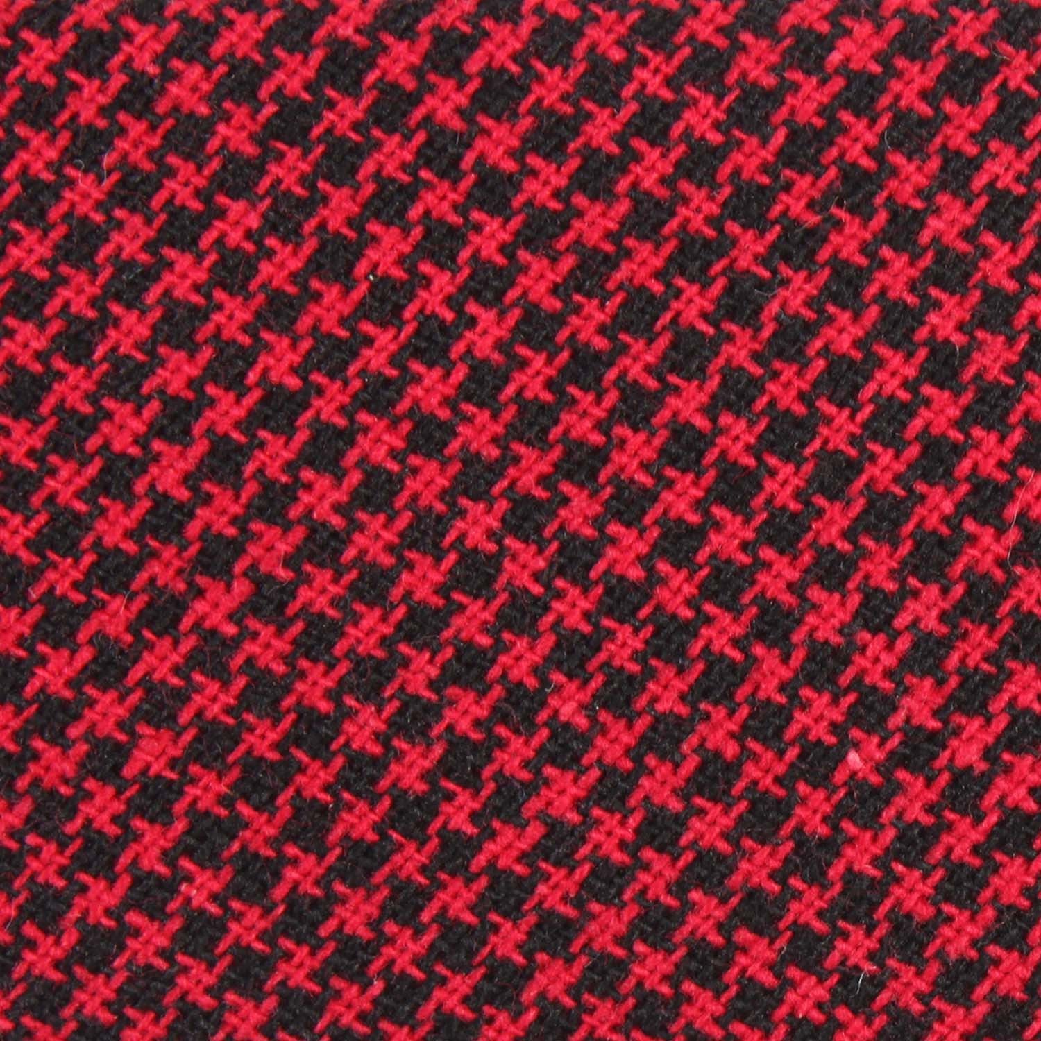 Red & Black Houndstooth Cotton Fabric Skinny Tie C165