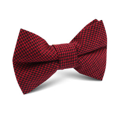 Red & Black Houndstooth Cotton Kids Bow Tie