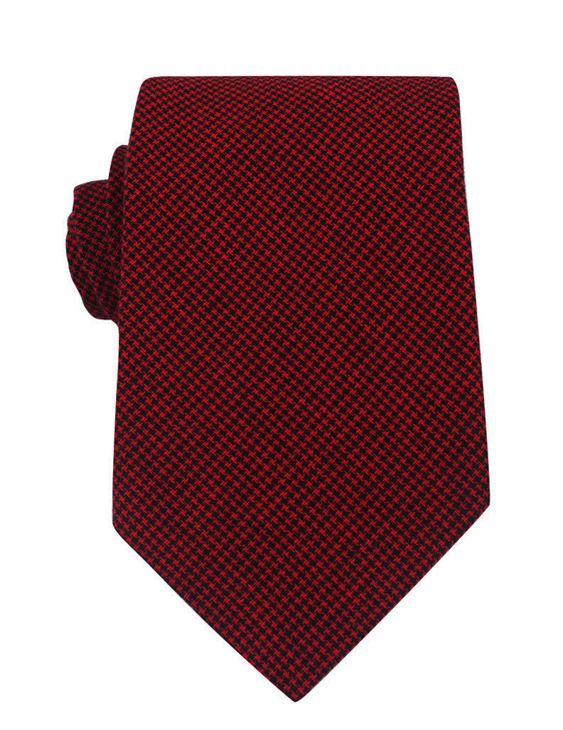 Red & Black Houndstooth Cotton Necktie