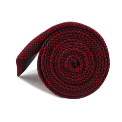 Red & Black Houndstooth Cotton Necktie Side Roll