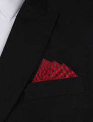 Red & Black Houndstooth Cotton Oxygen Three Point Pocket Square Fold