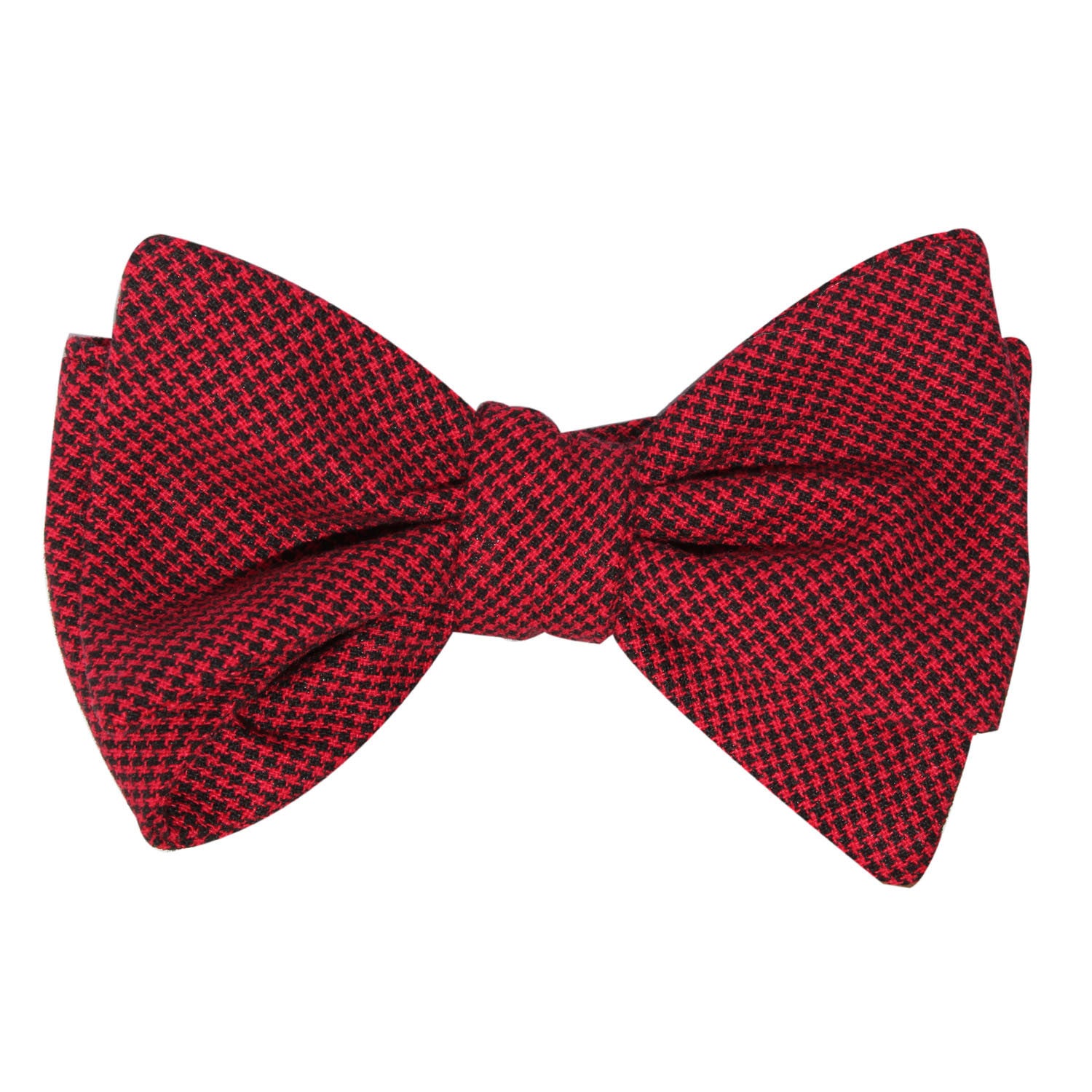 Red Black Houndstooth Cotton Self Tie Bow Tie 1