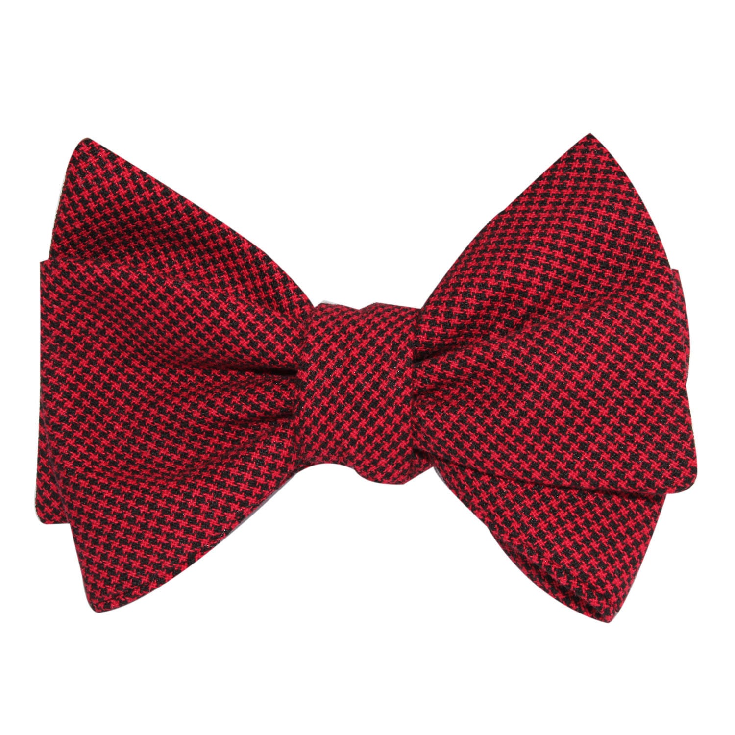 Red Black Houndstooth Cotton Self Tie Bow Tie 2
