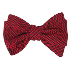 Red Black Houndstooth Cotton Self Tie Bow Tie 3