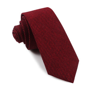Red & Black Houndstooth Cotton Skinny Tie