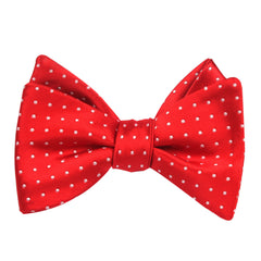 Red Bow Tie Untied with White Polka Dots Self tied knot by OTAA