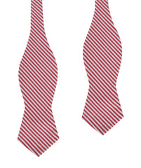 Red Chalk Stripes Cotton Self Tie Diamond Bow Tie