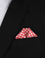 Red Gingham Winged Puff Pocket Square Fold