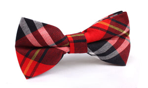 Red Scottish Plaid Cotton Bow Tie