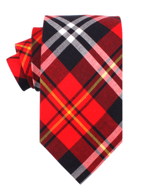 Red Scottish Plaid Cotton Necktie