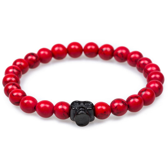 Red Turquoise Black Skull Bracelet