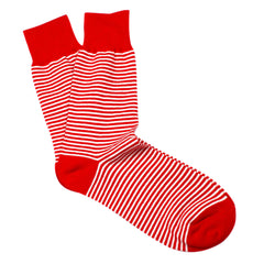 Red & White Thin Pinstripes Cotton-Blend Stylish Mens OTAA Socks