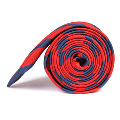Red and Navy Blue Diagonal - Skinny Tie Side Roll