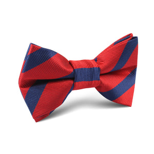 Red and Navy Blue Striped Kids Bow Tie