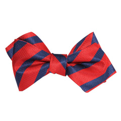 Red and Navy Blue Striped Self Tie Diamond Tip Bow Tie 2