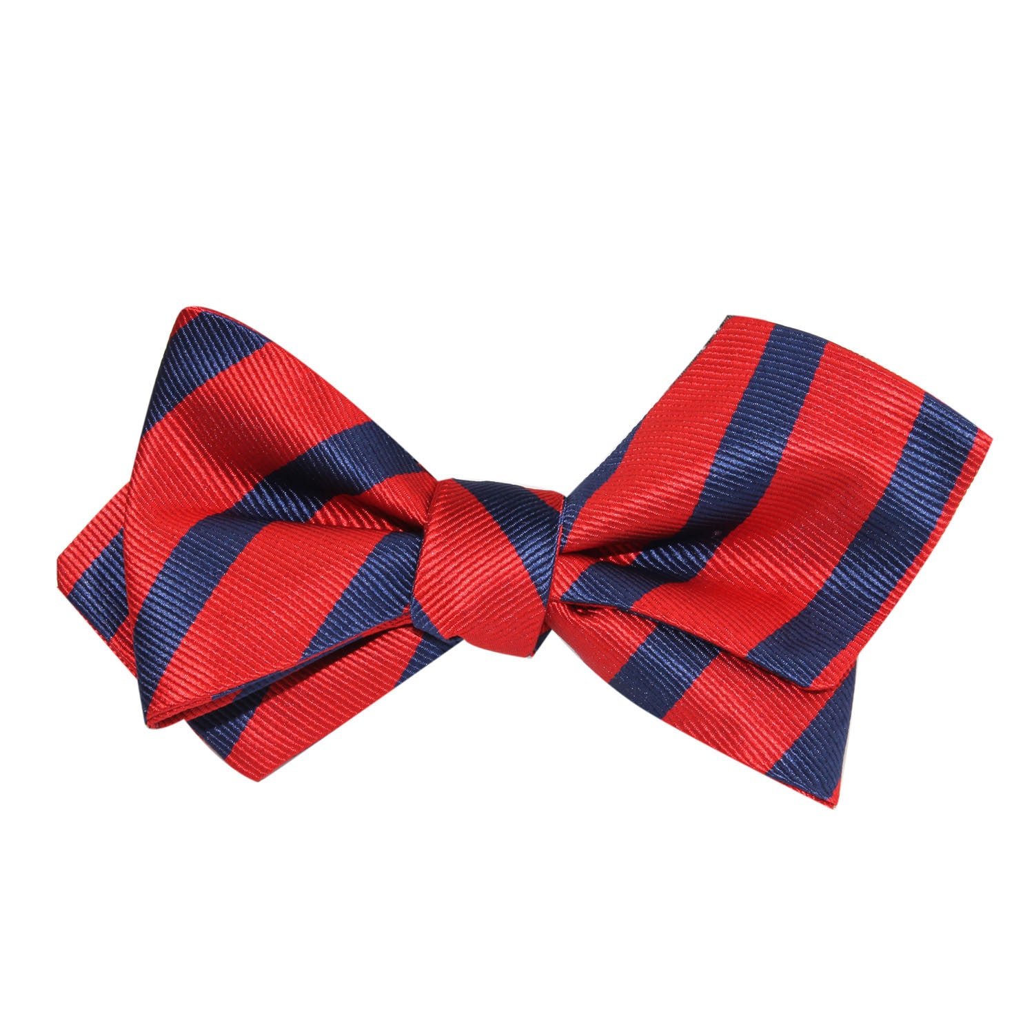 Red and Navy Blue Striped Self Tie Diamond Tip Bow Tie 3