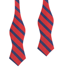 Red and Navy Blue Striped Self Tie Diamond Tip Bow Tie
