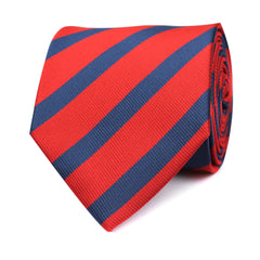 Red and Navy Blue Striped Tie Front View