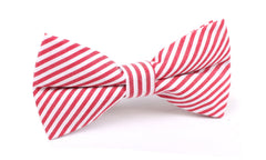 Red and White Chalk Stripe Cotton Bow Tie
