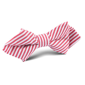 Red and White Chalk Stripe Cotton Diamond Bow Tie